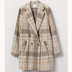 h&m plaid coat